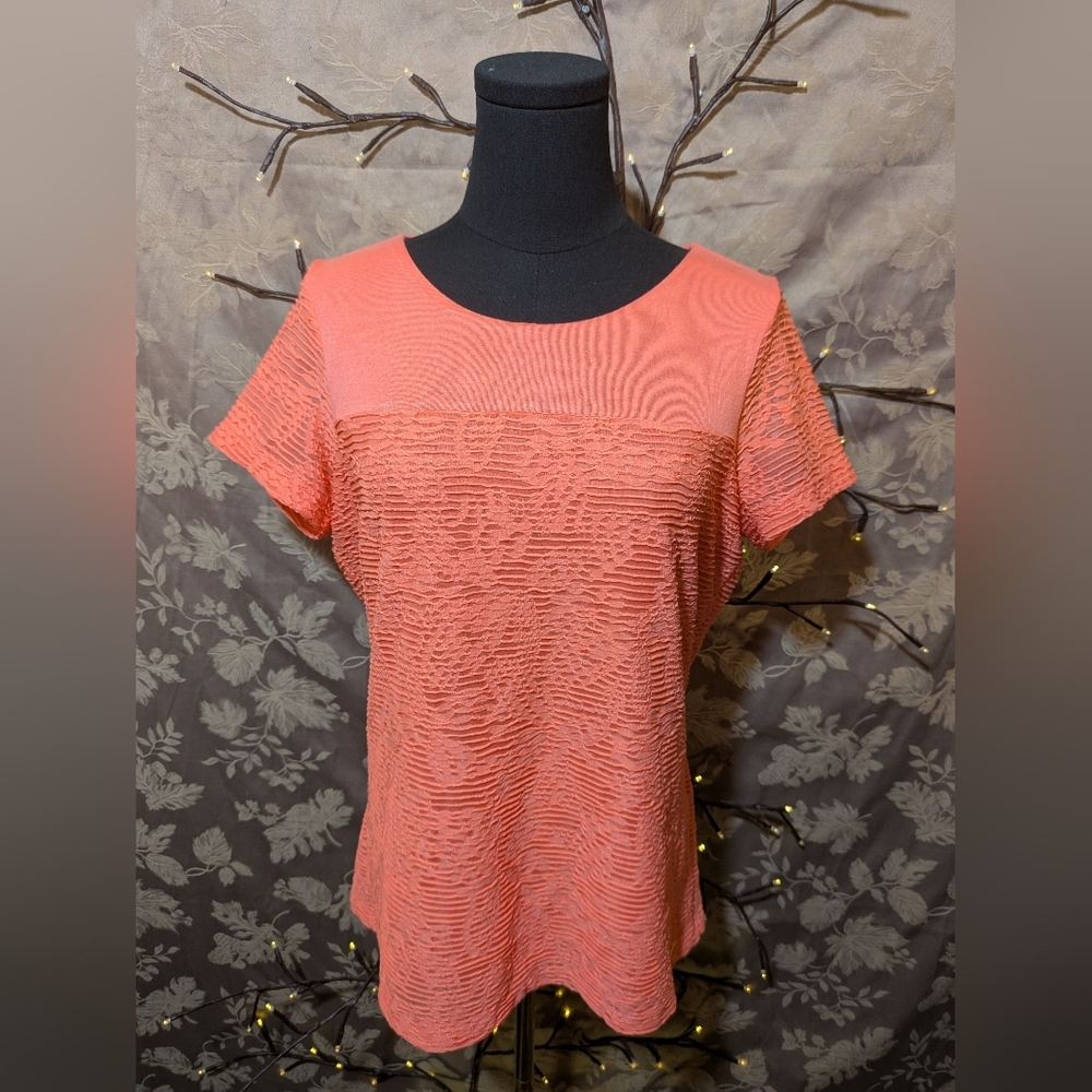 Calvin Klein Porcelain Rose Textured Lined Top, Size M, NWT!